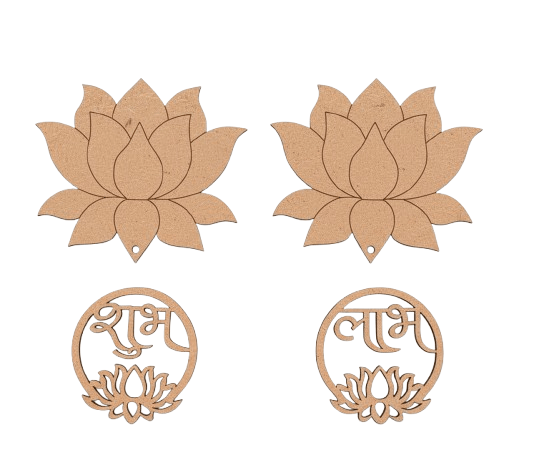Dbeautify's Lotus & Shubh Labh MDF Cutouts Set