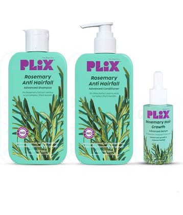 Plix Rosemary Anti Hairfall Regime Combo of 3% Redensyl Serum, Advanced Shampoo & Conditioner