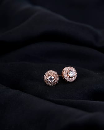 Rosy Delight Opal Studs-White / Rose Gold