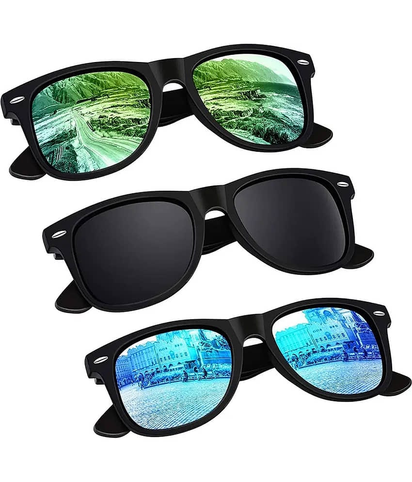 Elligator Black Rectangular Sunglasses ( Pack of 3 )