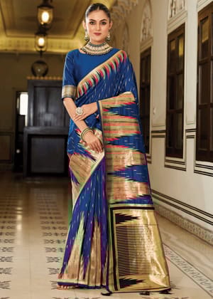 Royal Blue Banarasi Soft Silk Saree