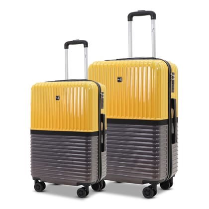 Sky Carry Navira Polycarbonate 2 Pc Luggage Set  Medium, Small  TSA Type Lock, Dual Spinner Wheels, Lightweight Hard Luggage, Glossy Finish  Yellow