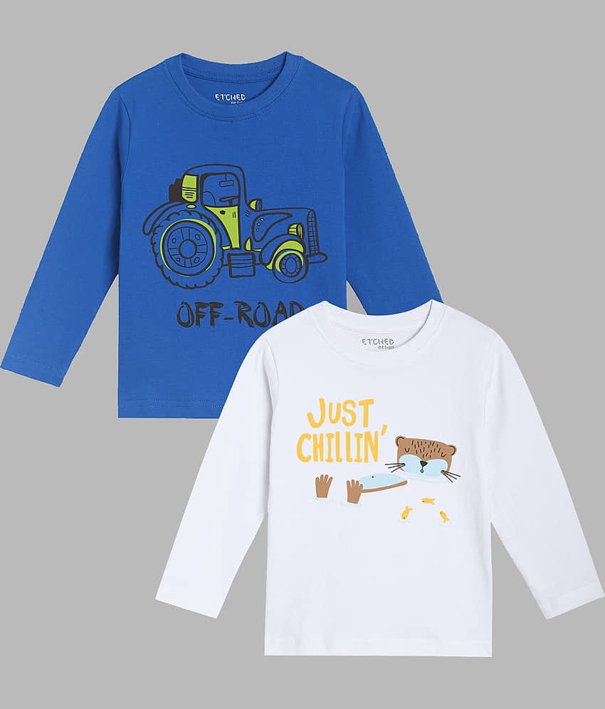 ETCHED DESIGN Pack of 1 Boys Cotton T-Shirt ( Multicolor )