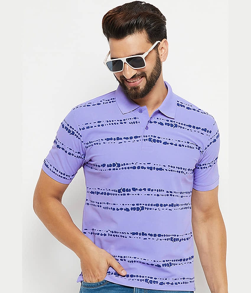 renuovo Pack of 1 Cotton Blend Regular Fit Printed Half Sleeves Men's Polo T Shirt ( Teal Blue )