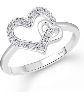 Vighnaharta Incredible Heart Rhodium Plated  CZ Ring  for Women- (  VFJ1598FRR8 )