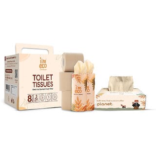 IMECO Facial Tissue (200 Pulls), Toilet Tissue (8 Roll Set), Car Tissue (50 Pulls, Pack of 2), Ultimate Hygiene Combo