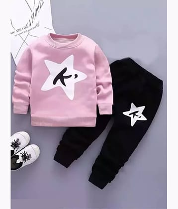 CUTEVIBE Pack of 1 Boys Cotton Blend T-Shirt & Pants Set ( Pink )