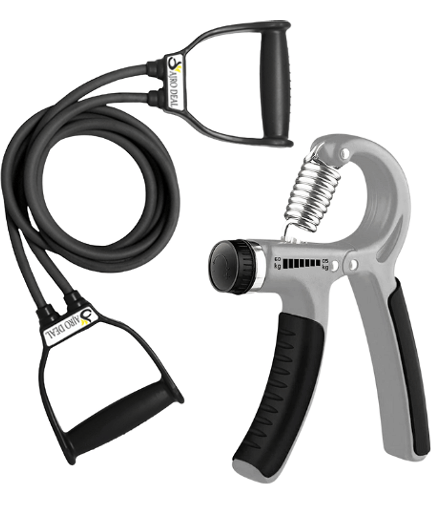 AJRO DEAL Rubber Double Toning Resistance Band &  Adjustable Hand Gripper for Full Body Workout, Forearm Exercise Finger, Exercise Power Gripper