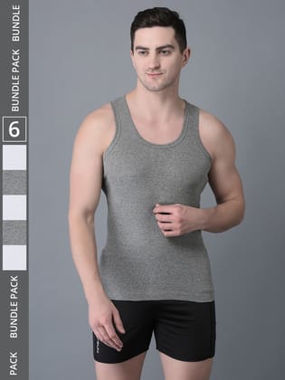Men's Pack of 6 Solid Combed Cotton Vest