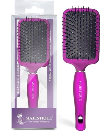 Majestique Purple Paddle Detangling Cushion Hair Brush Refresh and Extend for All Hair Types Women