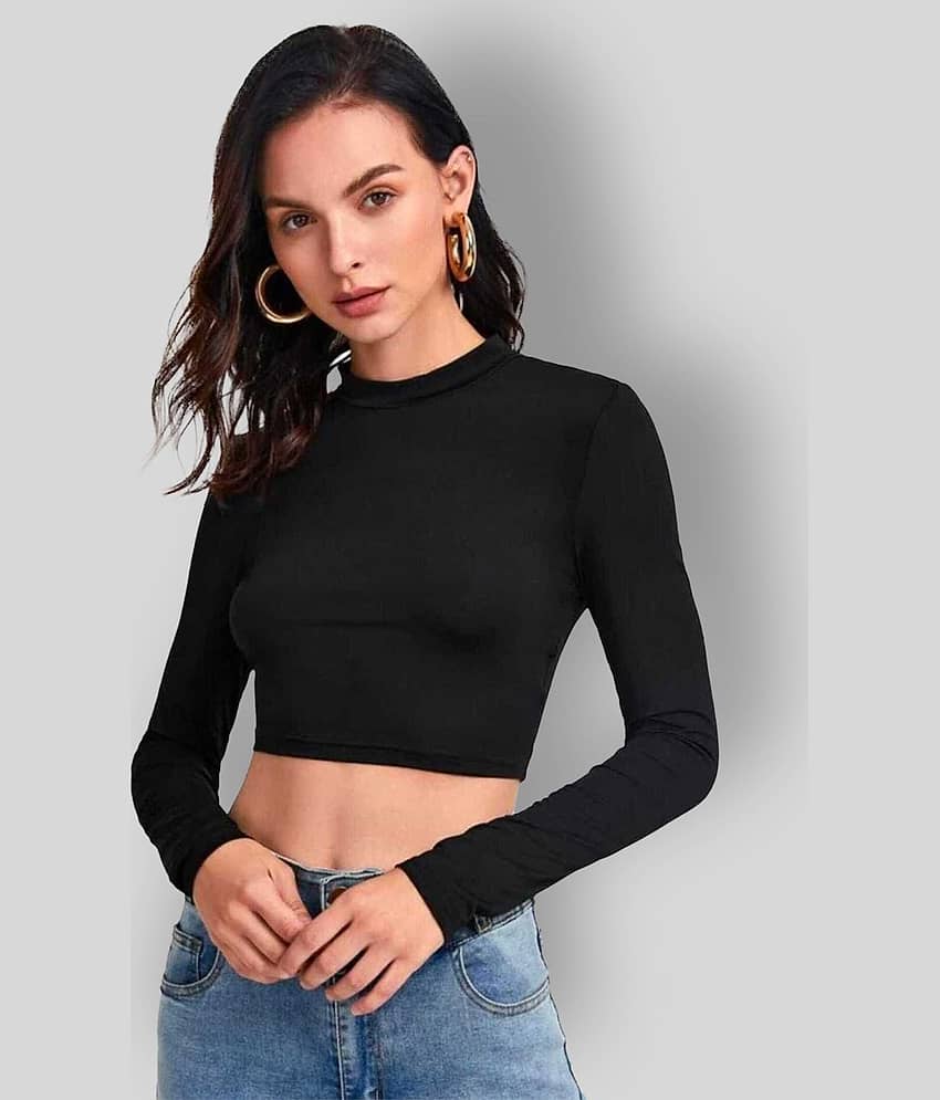 Dream Beauty Fashion Women's Polyester Crop Top ( Black )