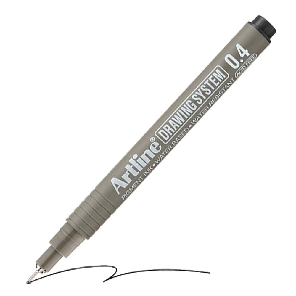 Artline Black Colour Drawing System Pen of writing width 0.4 MM of 12 Qunaity | Explore Various Drawing Techniques for Artists & Designers