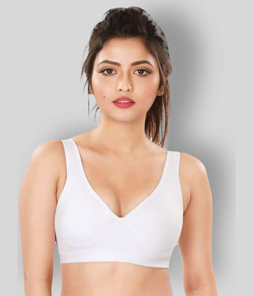 Dermawear White Poly Cotton Solid Sports Bra