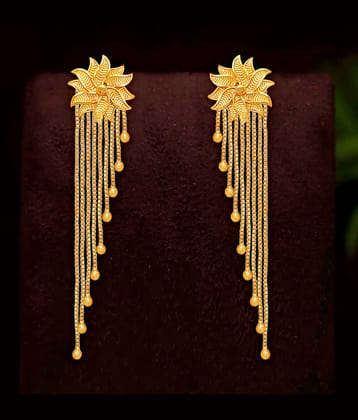 Drashti Collection Golden Danglers Earrings ( Pack of 1 )