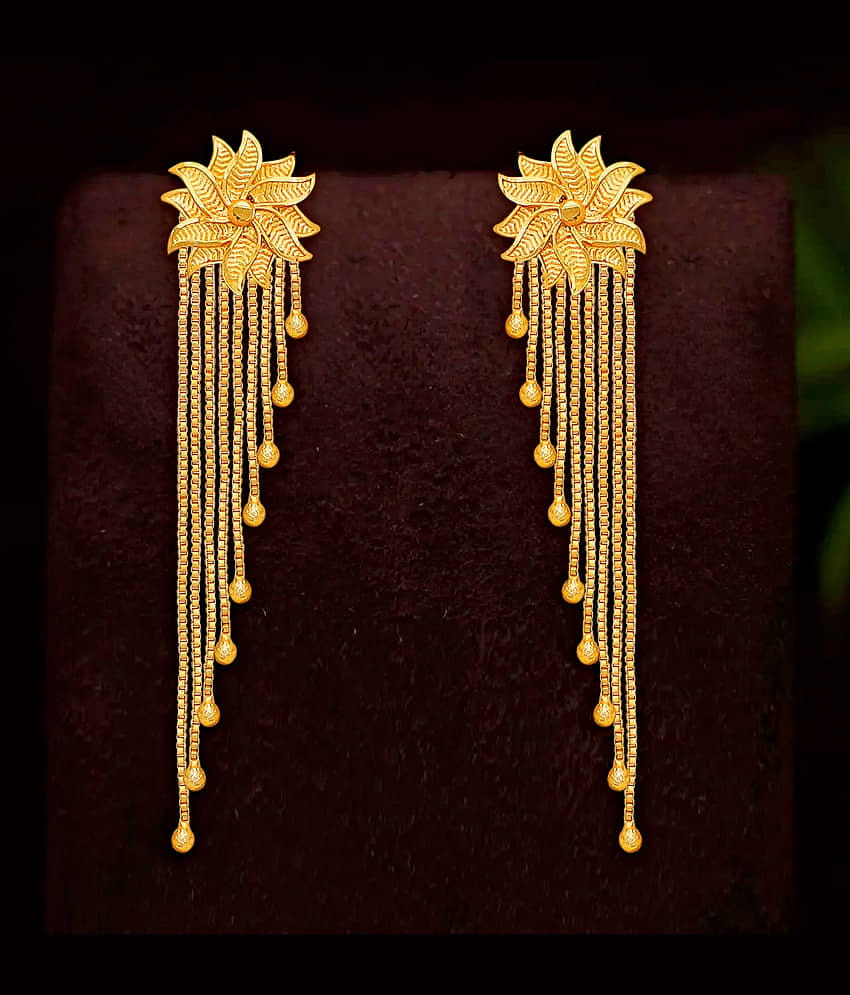 Drashti Collection Golden Danglers Earrings ( Pack of 1 )