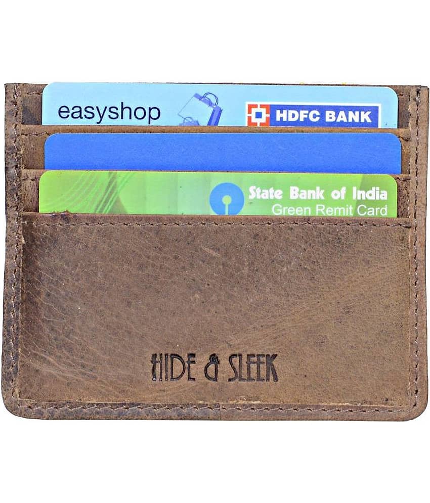Hide&Sleek RFID Protected Hunter Brown Leather Atm Card Holder