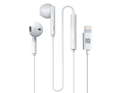 Portronics Conch Theta L 14.2mm Dynamic Driver, In Line HD Mic, Strong TPE Material, 8 Pin Connector