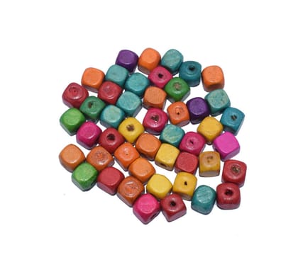 Painted Wooden Beads for Jewelry Making , BWWB-12-Per Packet of Approx 219 Pcs / 9X9 MM / Mix Color