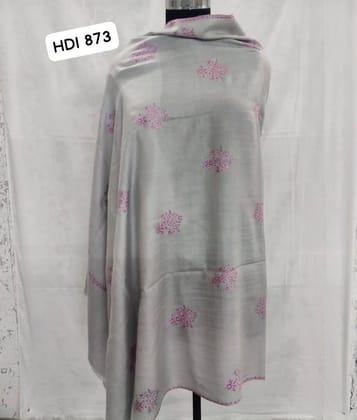 Grey Sozni Embroidered Pashmina Shawl – Handcrafted Elegance in Pure Wool | Artisan Luxury from Heritage Design Inc