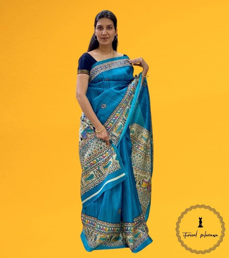Art Silk Saree with Tribal Print Art at Best Price