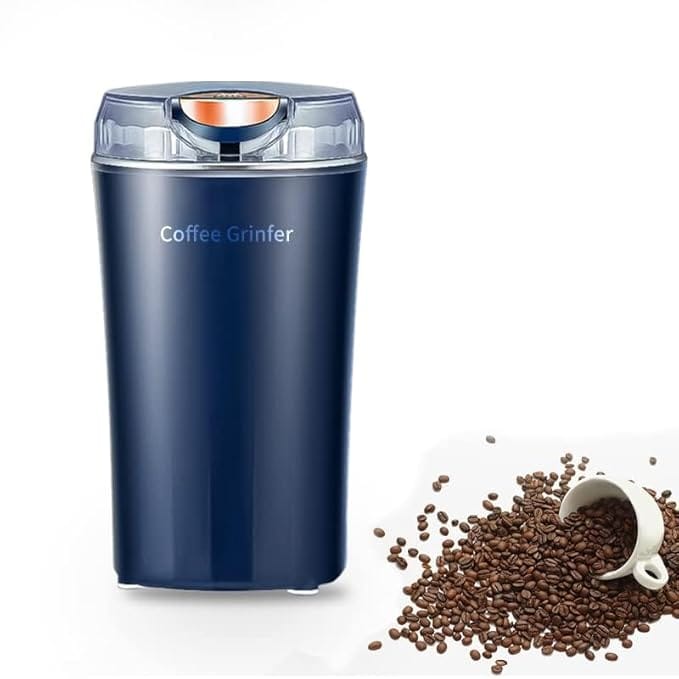 Portable Electric Coffee & Spice Grinder  Stainless Steel 4-Blade Bean Grinder with Push-Button Control, Durable Mixer for Dry Masala & Herbs (Random Color)