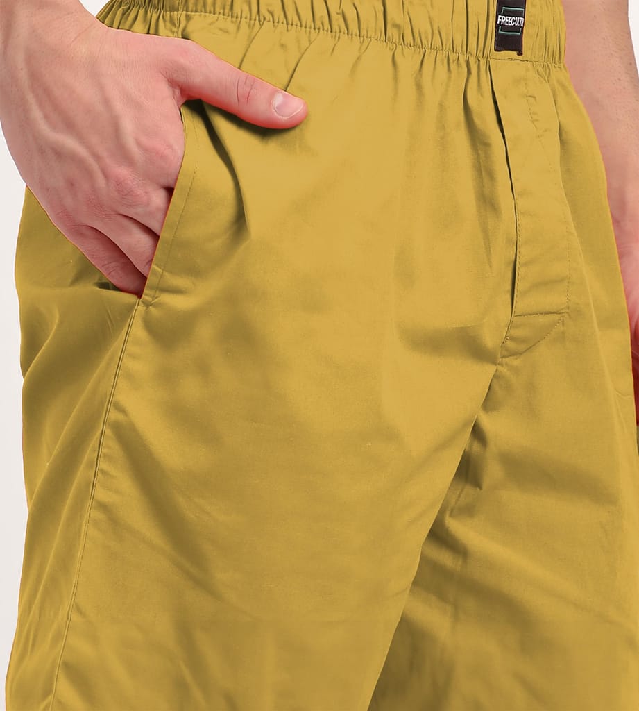 Freecultr Regular Fit Ultralight All Day Boxer Shorts for Men | 100% Cotton Fabric, Dual Deep Side Pocket, Microfibre Waistband Pack of 1-Yellow