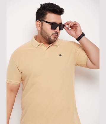 GET GOLF Pack of 1 Cotton Blend Regular Fit Solid Half Sleeves Men's Polo T Shirt ( Beige )