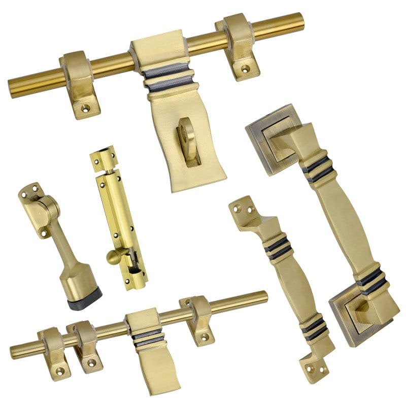 BUCKLER Door Kit Set, Latch and Bolts (Aluminium, Stainless Steel) Finish-Gold Antique, Size -10 Inch Aldrop-Altroz