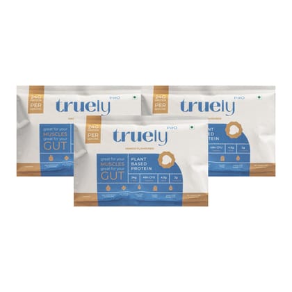 Truely Pro - Vegan Plant Protein | 24g Protein/Serving | 4 Bn CFU Probiotics | 3 Protein Sources - Pea, Brown Rice & Moong Bean | No Artificial Flavours | THIRD-PARTY TESTED | Mango | 3 Serv.