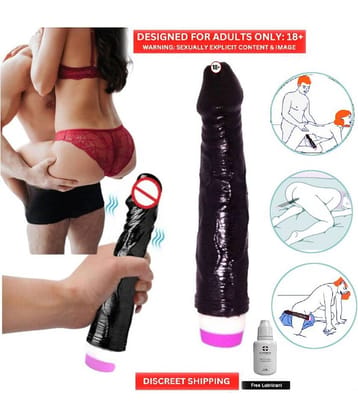 10 INCH DARK BLACK SILICON VIBRATING WOMEN DILDO - PREMIUM SEX TOY -CRAZYNYT