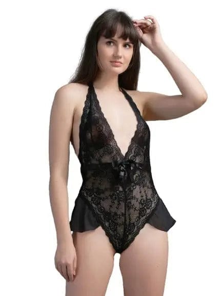 Women Lace Leotard Teddy Bodysuit black bodysuit
