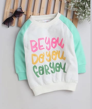 BUMZEE White & Green Girls Full Sleeves Sweatshirt Age - 18-24 Months