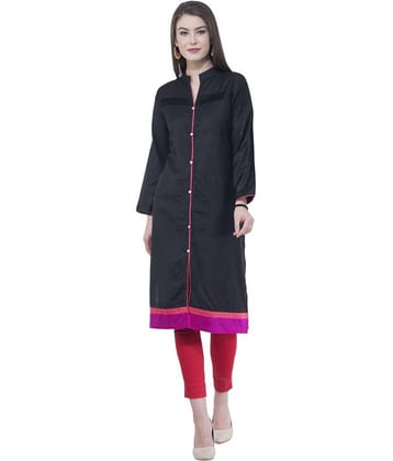 A R Silk - Black Cotton Women's Front Slit Kurti