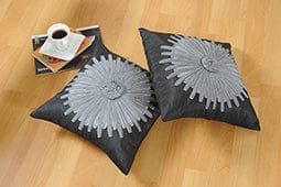 Amodini Floral Patch Cushion Cover (Set Of Two)-16 x 16 in / Black / Black