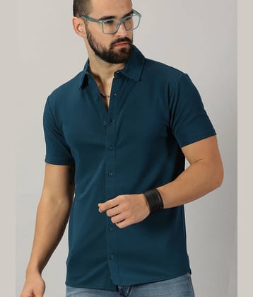 GESPO Cotton Blend Regular Fit Solids Half Sleeves Men's Casual Shirt - Blue ( Pack of 1 )