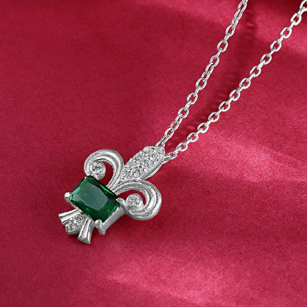 Silver Fleur De Lis Pendant With Chain-Necklace
