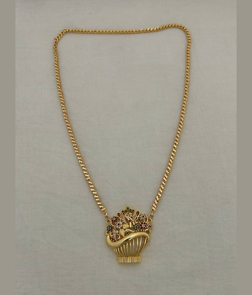ROFARWORD Gold Brass Necklace Set ( Pack of 1 )