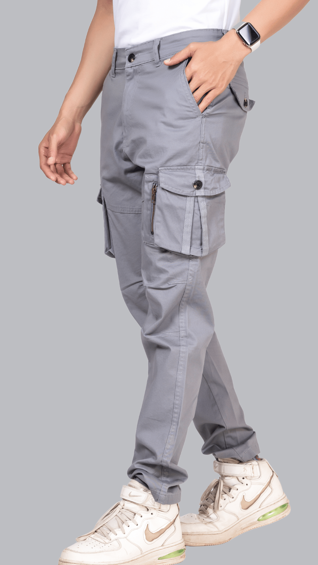 Grey Cotton Cargo Pant-38