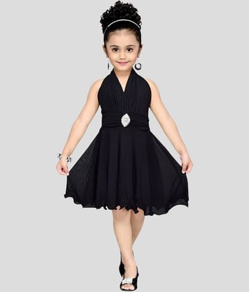 Aarika Net Fit And Flare Dress For Girls ( Pack of 1 , Black )