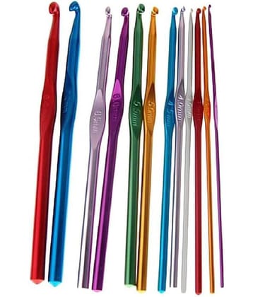 Vardhman Hard-Anodized Aluminum Multicolor Crochet Hooks Needle (2.0 to 8.0 mm) Pack of 12