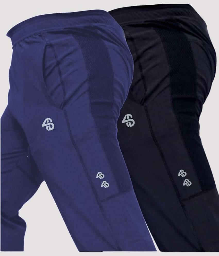 Forbro Navy Blue Polyester Men's Sports Trackpants ( Pack of 2 )