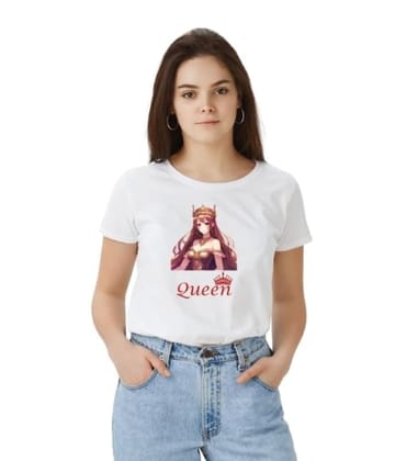 Women's Polyester Solid Printed Round Neck Half Sleeve T-Shirt (White, S)-PID55669 Women's Polyester Solid Printed Round Neck Half Sleeve T-Shirt (White, S)-PID55669