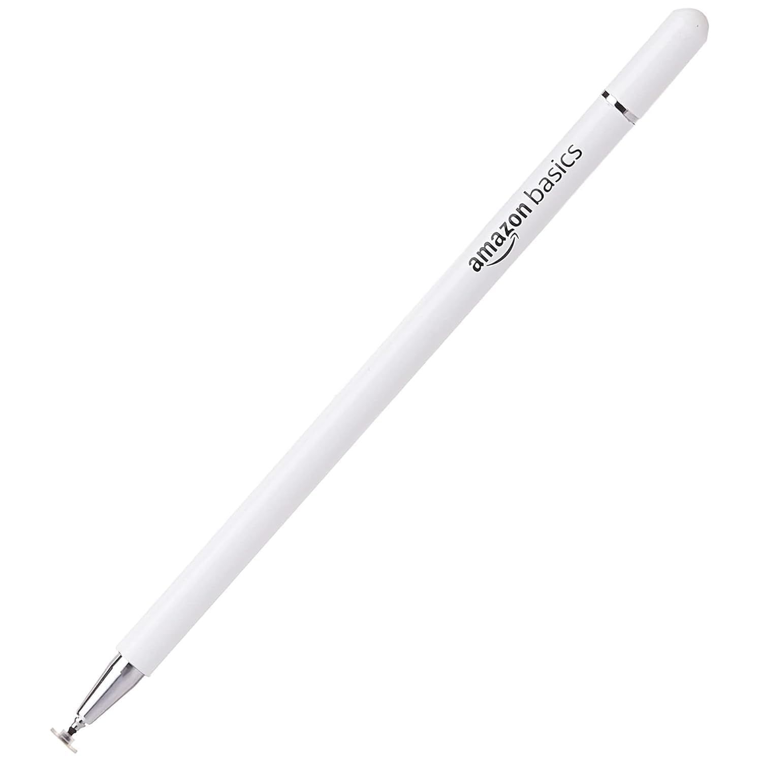 Amazon Basics Capacitive Stylus Pen for iOS and Android Touchscreen Devices, Fine Point Disc Tip, Lightweight Metal Body with Magnetic Cover (White) Amazon Basics Capacitive Stylus Pen for iOS and Android Touchscreen Devices, Fine Point Disc Tip, Lightwe