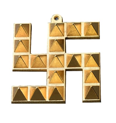 Nicolette Brass Hindu Golden Plated Metal Satiya Wall Hanging Dcor Puja Article