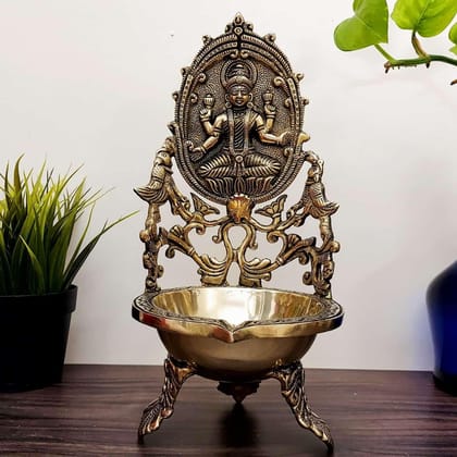 Brass Lakshmi Diya - 11 inch Height | Divine Brass Lakshmi Diya for Auspicious Illumination Brass Lakshmi Diya - 11 inch Height | Divine Brass Lakshmi Diya for Auspicious Illumination