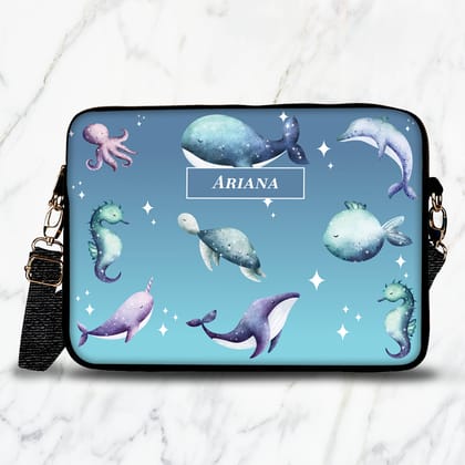 Midnight Ocean Kids Laptop Bag-Pastel Blue / 15.5"