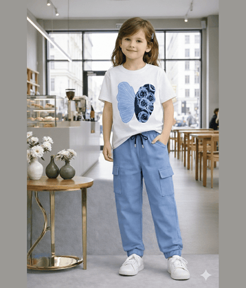 TarrenT HunT Pack of 1 Girls Cotton Blend T-shirt & Pants ( Black )