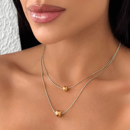 Orb Dual Tone Necklace-15 Inch