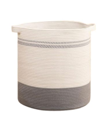 Generic Cotton Pack Of_1 12x14 Inch Storage Basket For Clothes (Grey-White)-PID66433