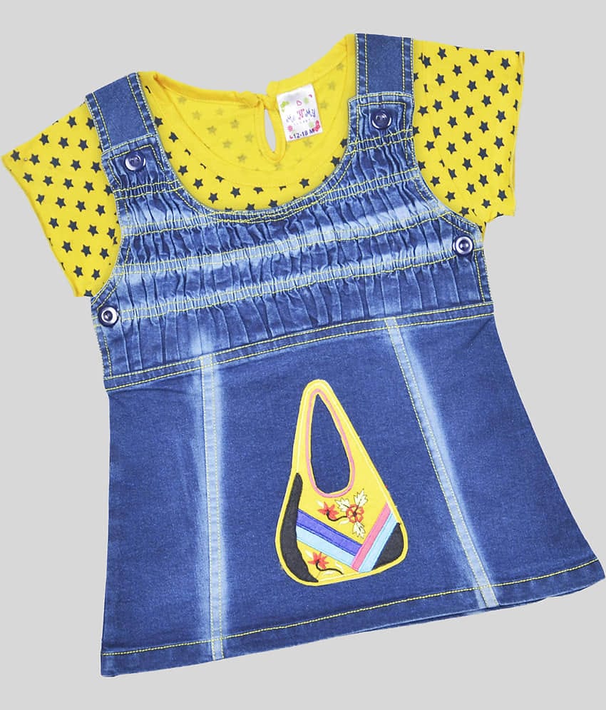 Me N My CLOSET Pack of 1 Baby Girls Denim Frock ( Blue )